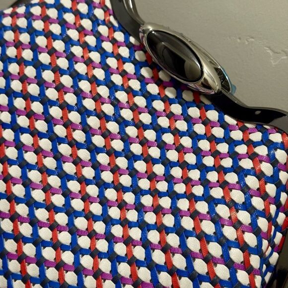 Original design! Unique Handmade Woven Lambskin Custom Metal Frame Boho Handbag - Picture 14 of 16